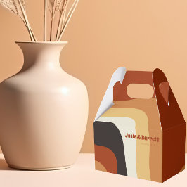 レトロGroovy 70s波形オレンジブラウンファンキー結婚ズ フェイバーボックス