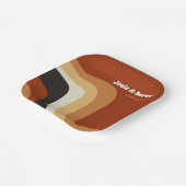 レトロGroovy 70s波形オレンジブラウンファンキー結婚ズ ペーパープレート (傾斜あり)