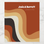 レトロGroovy 70s波形オレンジブラウンファンキー結婚ズ ワインラベル (シングルラベル)