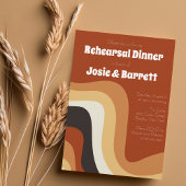 レトロGroovy 70s波状抽象芸術リハーサルディナー 招待状