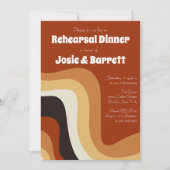 レトロGroovy 70s波状抽象芸術リハーサルディナー 招待状 (正面)