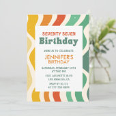 レトロGroovy 70s波状77歳の誕生日 招待状 (スタンド正面)
