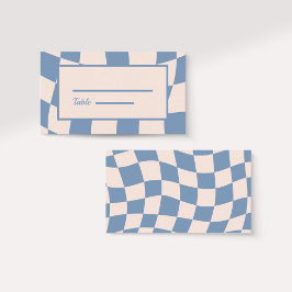 レトロGROOVY 70S青ミュートされたトーン プレイスカード