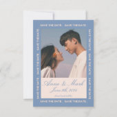 レトロGROOVY 70S青ミュートされたトーン 招待状 (正面)