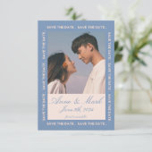 レトロGROOVY 70S青ミュートされたトーン 招待状 (スタンド正面)