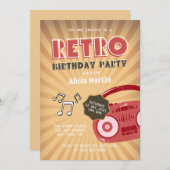 レトロGroovy 70s音楽Any Age誕生日パーティー 招待状 (正面/裏面)