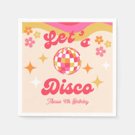レトロGroovy 70s Let's Disco Any Age誕生日 スタンダードカクテルナプキン