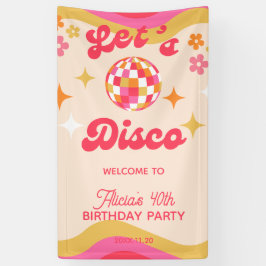 レトロGroovy 70s Let's Disco Any Age誕生日 横断幕
