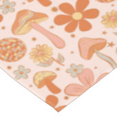 レトロGroovy Bohoピンクオレンジディスコキノコ テーブルクロス (アングル)