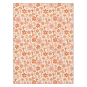 レトロGroovy Bohoピンクオレンジディスコキノコ テーブルクロス (正面)