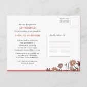 レトロGroovy Bohoフローラアーチ写真卒業 案内ポストカード (裏面)