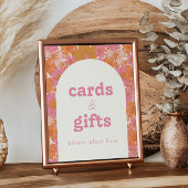 レトロGroovy Bohoベビーの開花カード+ギフトサイン ポスター