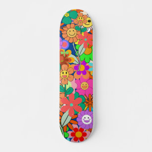 レトロGroovy Boho Hippie花 スケートボード