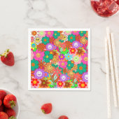 レトロGroovy Boho Hippie花 スタンダードカクテルナプキン (インサイチュ)