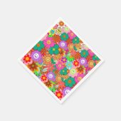 レトロGroovy Boho Hippie花 スタンダードカクテルナプキン (角)