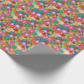 レトロGroovy Boho Hippie花 ラッピングペーパー (角)