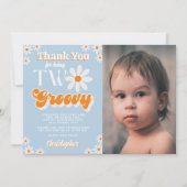 レトロGroovy Boys 2nd Birthday Photo サンキューカード (正面)