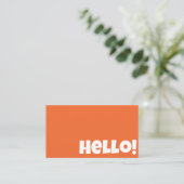 レトロGroovy Bright Orange QRコードこんにちはモダン 名刺 (スタンド正面)