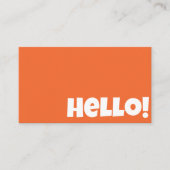 レトロGroovy Bright Orange QRコードこんにちはモダン 名刺 (正面)