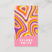 レトロGroovy Bright Pink QRコードボはっきりしたホユニーク 名刺 (正面)