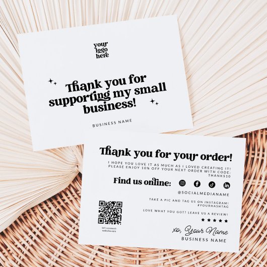 レトロGroovy BusinessありがとうQRコード サンキューカード