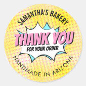 レトロGroovy Cartoon Thank You For Order ラウンドシール (正面)