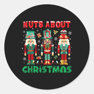 レトロGroovy Christmas 2023クリスマスNについてのナッツ ラウンドシール
