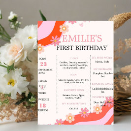 レトロGroovy DaisyBaby 1stバースデーマイルストーンサイン 台座サイン