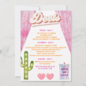 レトロGroovy Discoバチェロレッテ週末の日程 招待状 (裏面)