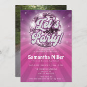 レトロGroovy Discoパーティー写真卒業 招待状 (正面/裏面)