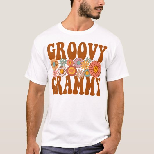 レトロGroovy Grammy一致する家族の誕生日パーティー Tシャツ (正面)