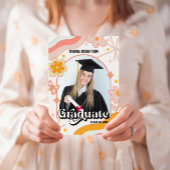 レトロGroovy Hippieフローラ写真卒業 招待状