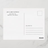 レトロGroovy Holidays Wishesタイポグラフィ写真 箔シーズンポストカード (裏面)