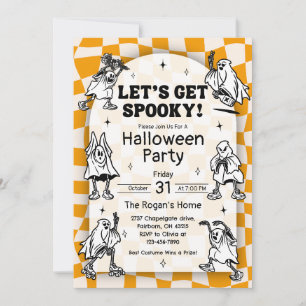 レトロGroovy Let's Get 不気味ハローウィンパーティInv 招待状