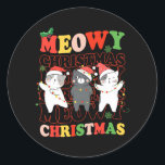 レトロGroovy Meowy Catmas Cats Christmas Lights Sa ラウンドシール<br><div class="desc">レトロGroovy Meowy Catmas Cats Christmas Lightsサンタキッテン</div>