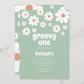 レトロGroovy One 70のスタイル誕生日招待状 招待状 (正面/裏面)