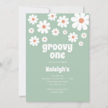 レトロGroovy One 70のスタイル誕生日招待状