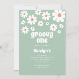 レトロGroovy One 70のスタイル誕生日招待状 招待状