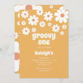 レトロGroovy One 70のスタイル誕生日招待状 招待状 (正面/裏面)