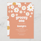レトロGroovy One 70のスタイル誕生日招待状 招待状 (正面/裏面)