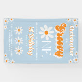 レトロGroovy One Boys 1st Birthday Welcome 横断幕 (横)