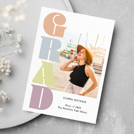 レトロGroovy Pastel 2写真卒業 案内状