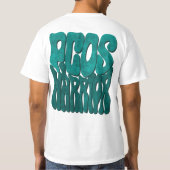 レトロGroovy PCOSウォリアーティール（緑がかった色）リボン認識度 Tシャツ (裏面)