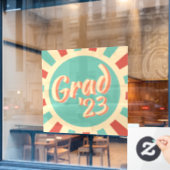 レトロGroovy Peachy卒業Grad Class of 2023 ウィンドウサイン (カフェ窓)