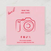 レトロGroovy Pink & Redサンキューソーシャルメディア スクエア名刺 (裏面)