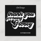 レトロGroovy Pink & Redサンキューソーシャルメディア スクエア名刺 (正面)