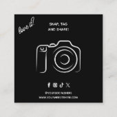 レトロGroovy Pink & Redサンキューソーシャルメディア スクエア名刺 (裏面)