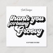 レトロGroovy Pink & Redサンキューソーシャルメディア スクエア名刺 (正面)