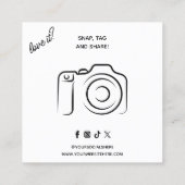 レトロGroovy Pink & Redサンキューソーシャルメディア スクエア名刺 (裏面)