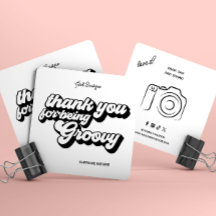 レトロGroovy Pink & Redサンキューソーシャルメディア